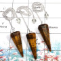 3 pcs Tiger Eye - J SPU999 - Natural Brown Tiger Eye Gemstone Brass Silver Plated 3 Pcs Pendulum Lots
