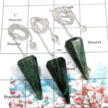 3 Pcs Green Aventurine - O SPU999 - Newly Handmade Green Aventurine Gemstone Brass Silver Plated 3 Pcs Pendulum Lots 3 Pcs Green Aventurine - O SPU999 - Newly Handmade Green Aventurine Gemstone Brass Silver Plated 3 Pcs Pendulum Lots