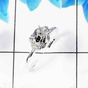 Herkimer Diamond Gemstone 925 Silver Prong Ring-SRR976-C Herkimer Diamond Gemstone 925 Silver Prong Ring-SRR976-C