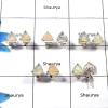 Ethiopain Opal Cut F - SSE835 - 7x7mm Trillion Cut 925 Sterling Silver 5 Pair Lots Natural Ethiopian Opal Cut Gemstone Stud Earr
