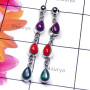 Multi Cab Gemstone A - SSE994-Sterling Silver Lovely Gemstone Fancy Stud Earring