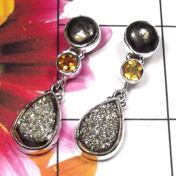 Multi stones A - SSE997-Beautiful gems stud silver Earring