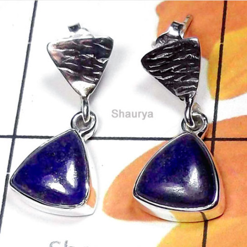 Lapis C - SSE998-Exclusive Gemstone Fancy Stud Earring