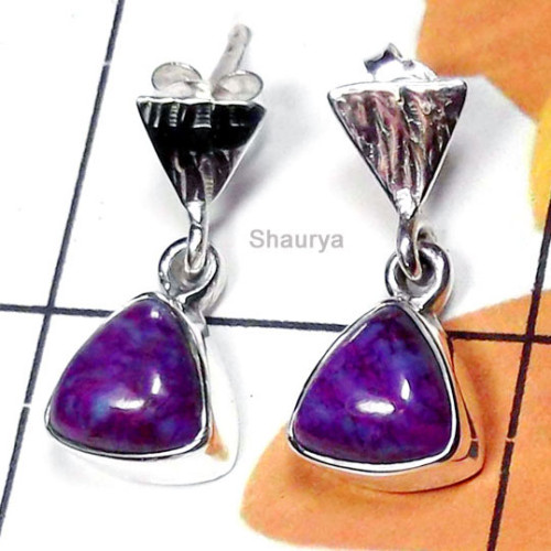 Purple Turquoise D - SSE998-Exclusive Gemstone Fancy Stud Earring