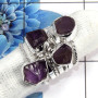 Amethyst Rough Gemstone - B STK920 - Solid 925 Sterling Silver Natural Purple Amethyst Rough Stone 7 Pcs Stacking Ring