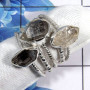Herkimer Diamond Gemstone - A STK921 - Natural herkimer Diamond Rough Stone 925 Sterling Silver 5 Pcs Stacking Ring