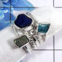 Mix Rough Gemstone - H STK921 - Awesome Natural Mix Rough Gemstone 925 Sterling Silver 5 Pcs Stacking Ring