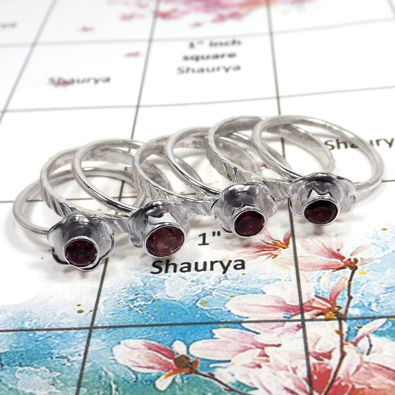 Garnet Cut - H STK925 - Latest Collection Solid 92.5% Sterling Silver Flower Design 7 Pcs Stacking Ring Garnet Cut - H STK925 - Latest Collection Solid 92.5% Sterling Silver Flower Design 7 Pcs Stacking Ring