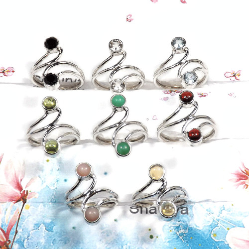 Multi Cab & Cut Gemstone - G SVP794 - Natural Two Gemstone Solid 925 Sterling Silver 8 Pcs Lots Wholesale Ring Multi Cab & Cut Gemstone - G SVP794 - Natural Two Gemstone Solid 925 Sterling Silver 8 Pcs Lots Wholesale Ring