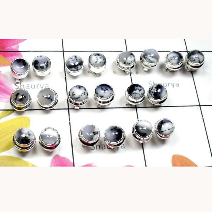 10 Pcs. Dendritic C - SVP995-Sterling Silver Precious Gemstone Stud Earring 10 Pcs. Dendritic C - SVP995-Sterling Silver Precious Gemstone Stud Earring