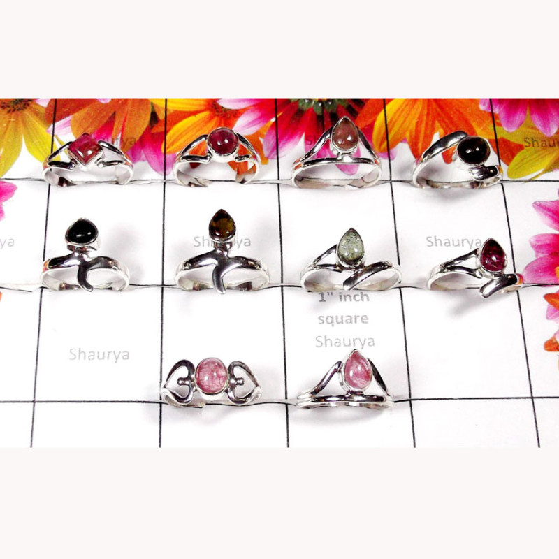 10 Pcs. Tourmaline G - SVP999-Cab Multi Gemstone Pretty Rings Lot 10 Pcs. Tourmaline G - SVP999-Cab Multi Gemstone Pretty Rings Lot