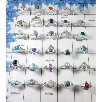 250 Gram Assorted Gemstone Rings - W2H976-Pure 92.5% Solid Silver with Multi Cab Gemstone Wholesale Ring Lot 250 Gram Assorted Gemstone Rings - W2H976-Pure 92.5% Solid Silver with Multi Cab Gemstone Wholesale Ring Lot