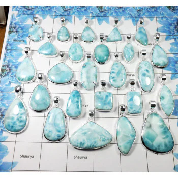 100 Gram Assorted Larimar - W2H978-Assorted Larimar 925 Sterling Silver Wholesale Pendant Lot 13 to 17 Pcs 100 Gram Assorted Larimar - W2H978-Assorted Larimar 925 Sterling Silver Wholesale Pendant Lot 13 to 17 Pcs