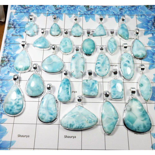 100 Gram Assorted Larimar - W2H978-Assorted Larimar 925 Sterling Silver Wholesale Pendant Lot 13 to 17 Pcs 100 Gram Assorted Larimar - W2H978-Assorted Larimar 925 Sterling Silver Wholesale Pendant Lot 13 to 17 Pcs