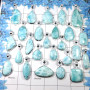 100 Gram Assorted Larimar - W2H978-Assorted Larimar 925 Sterling Silver Wholesale Pendant Lot 13 to 17 Pcs