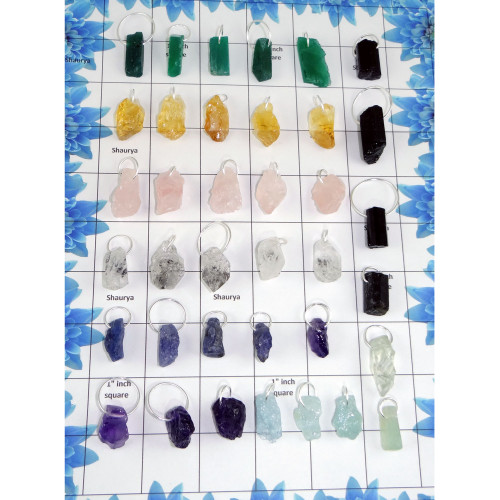 Mix Raw Gemstone - W2H985-50 Pcs Assorted Multi Raw Gemstone Handmade Jump Ring Pendant Mix Raw Gemstone - W2H985-50 Pcs Assorted Multi Raw Gemstone Handmade Jump Ring Pendant