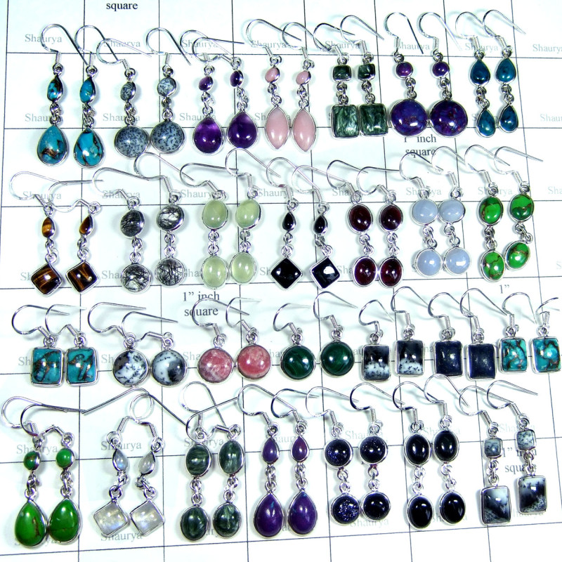 100 Pairs Light weight Bejel Dangle Earrings in Cab Stones in Serling Silver 925: SIWLBJE001 100 Pairs Light weight Bejel Dangle Earrings in Cab Stones in Serling Silver 925: SIWLBJE001