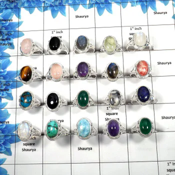Mix Cab stones O - WSL989 - 100 gms Lot Solid 925 sterling Silver Mix Cab Natural Assorted Gemstone with Wholesale Ring 13 to 16 Mix Cab stones O - WSL989 - 100 gms Lot Solid 925 sterling Silver Mix Cab Natural Assorted Gemstone with Wholesale Ring 13 to 16