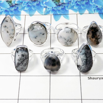 7 Pcs Dendrite Agate Cab Ring - WSLR878-AOCT25 Solid 925 Sterling Silver Cab Dendrite Agate Handmade Wholesale Ring Lot Ring S 7 Pcs Dendrite Agate Cab Ring - WSLR878-AOCT25 Solid 925 Sterling Silver Cab Dendrite Agate Handmade Wholesale Ring Lot Ring S