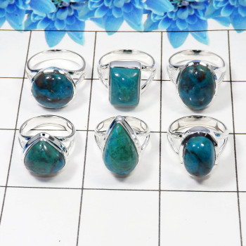 6 Pcs Chrysocolla Cab Ring - WSLR879-AOCT25 Solid 925 Sterling Silver Cab Chrysocolla Handmade Wholesale Ring Lot Ring Size:- 6 Pcs Chrysocolla Cab Ring - WSLR879-AOCT25 Solid 925 Sterling Silver Cab Chrysocolla Handmade Wholesale Ring Lot Ring Size:-