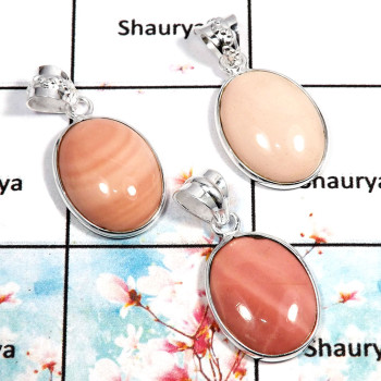 Pink Opal - A WSP995 - 925 Sterling Silver Bezel Set 3Pcs Combo Value Pack Pendant Lot Pink Opal - A WSP995 - 925 Sterling Silver Bezel Set 3Pcs Combo Value Pack Pendant Lot