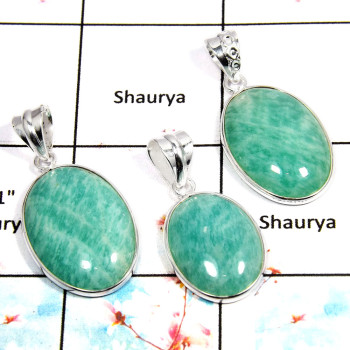 Amazonite - C WSP995 - Solid 925 Sterling Silver Bezel Set 3Pcs Combo Value Pack Pendant Lot Amazonite - C WSP995 - Solid 925 Sterling Silver Bezel Set 3Pcs Combo Value Pack Pendant Lot