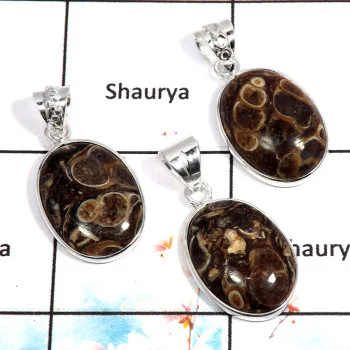 Turtella Jasper - F WSP995 - Solid 92.5% Sterling Silver Bezel Set 3Pcs Combo Value Pack Wholesale Pendant Lot Turtella Jasper - F WSP995 - Solid 92.5% Sterling Silver Bezel Set 3Pcs Combo Value Pack Wholesale Pendant Lot