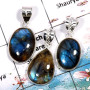 Labradorite- A WSP997 -925 Sterling Silver Bezel Set 3 Pcs Value Pack Pendant Lot