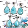Larimar-F WSP999-925 Sterling Silver Larimar Cab 5 Pcs Wholesale Pendant Lot