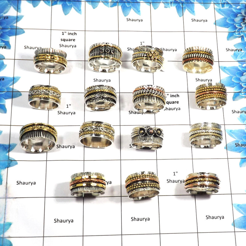 100 Grams Spinner Rings- Meditation Rings, Fidget Rings in two tone metals 100 Grams Spinner Rings- Meditation Rings, Fidget Rings in two tone metals