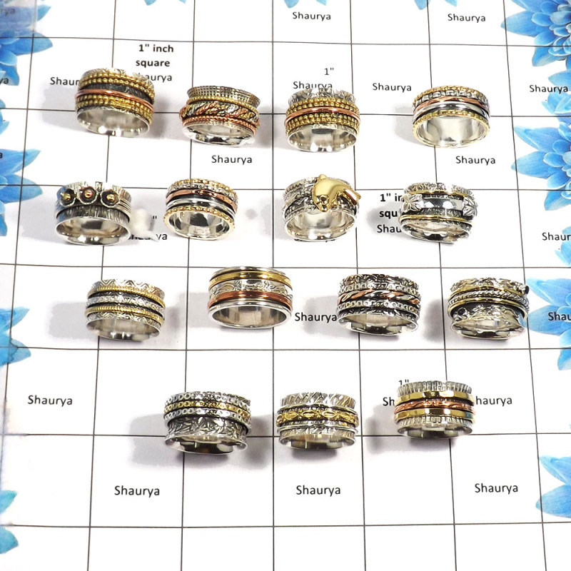 100 Grams Spinner Rings- Meditation Rings, Fidget Rings in two tone metals 100 Grams Spinner Rings- Meditation Rings, Fidget Rings in two tone metals