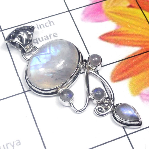 Rainbow moonstone A - SD906-Blue fire Rainbow with 925 sterling silver Pendant Rainbow moonstone A - SD906-Blue fire Rainbow with 925 sterling silver Pendant