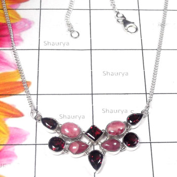 Cut & Cab A - SDN984-Multi faceted gemstone slver Necklace Cut & Cab A - SDN984-Multi faceted gemstone slver Necklace