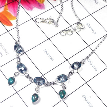 Cut & Cab B - SDN984-Multi faceted gemstone slver Necklace Cut & Cab B - SDN984-Multi faceted gemstone slver Necklace