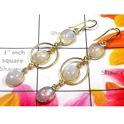 Rainbow Cab B - SGE989-925 Sterling silver gold plated Earrings