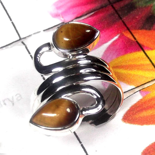 Tiger Eye Cab B - SDR977-Sterling Silver Semiprecious Gemstone Stylish Rings Tiger Eye Cab B - SDR977-Sterling Silver Semiprecious Gemstone Stylish Rings
