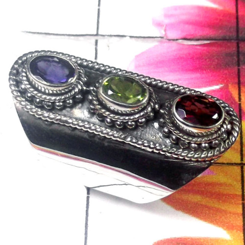 Multi Cut E - SDR977-Sterling Silver Semiprecious Gemstone Stylish Rings Multi Cut E - SDR977-Sterling Silver Semiprecious Gemstone Stylish Rings
