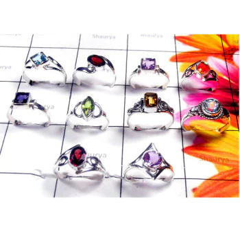 10 Pcs.Multi Cut Gemstone O - SVP979-925 Sterling Silver Wholesale Rings 10 Pcs.Multi Cut Gemstone O - SVP979-925 Sterling Silver Wholesale Rings