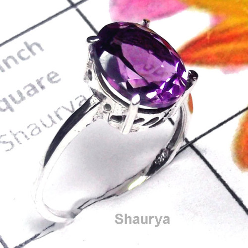 Amethyst cut E - SCR969-Sterling Silver Semiprecious Gemstone Exclusive Casting R