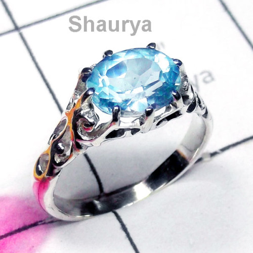 Blue Topaz A - SCR968-925 Manufacturer Semiprecious Gemstone Stunning Casting R