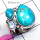 Blue Turquoise D - CLR987-Semiprecious Three Gemstone Wholesale Cluster Ring