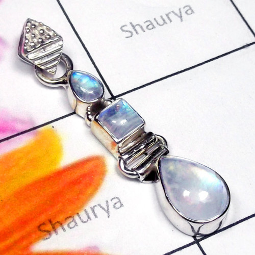 Rainbow C - SD887-Sterling Silver Rainbow Gemstone Wholesale Pendant