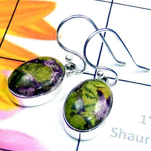 Mohave Stichtite E - MSD997-Wholesale silver Mohave stichtite gems Earring Mohave Stichtite E - MSD997-Wholesale silver Mohave stichtite gems Earring
