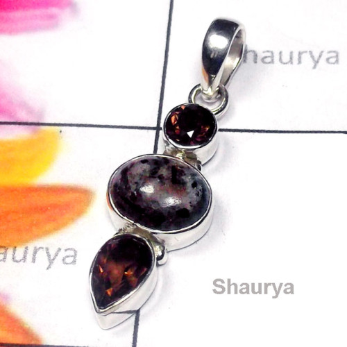 Astrophyllite A - SD877-Semiprecious Gemstone Handmade Sterling Silver Pendant