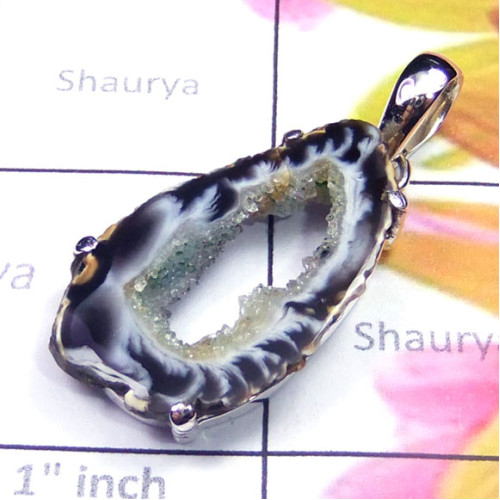 Kavity slice A - KSD996-Kavity Slice gemstone silver Pendant