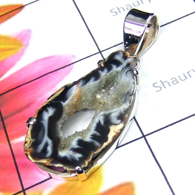 Kavity slice C - KSD996-Kavity Slice gemstone silver Pendant Kavity slice C - KSD996-Kavity Slice gemstone silver Pendant