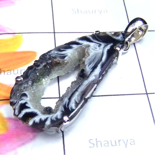 Kavity slice O - KSD996-Kavity Slice gemstone silver Pendant
