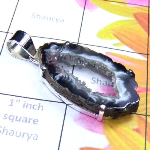 Kavity slice O - KSD999-Wholesale sterling silver kavity slice gems Pendant