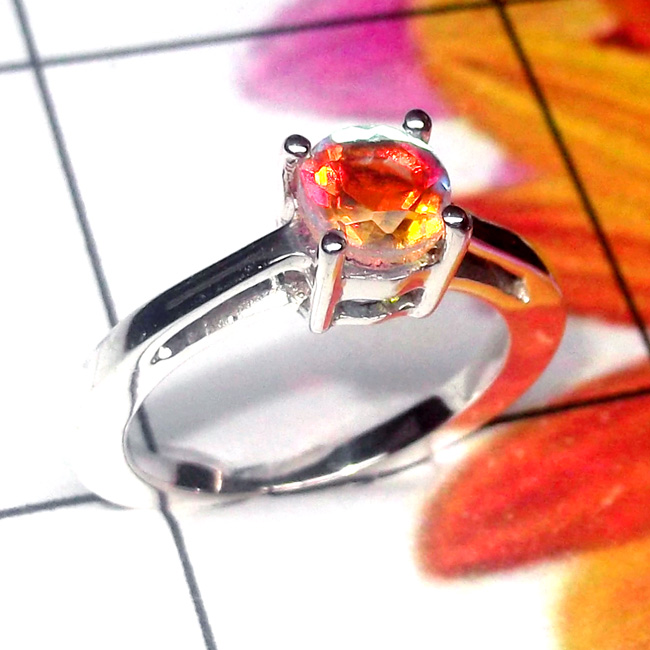 Rainbow Mystic J - SCR957-925 Sterling Silver Semiprecious Gemstone Casting Ring