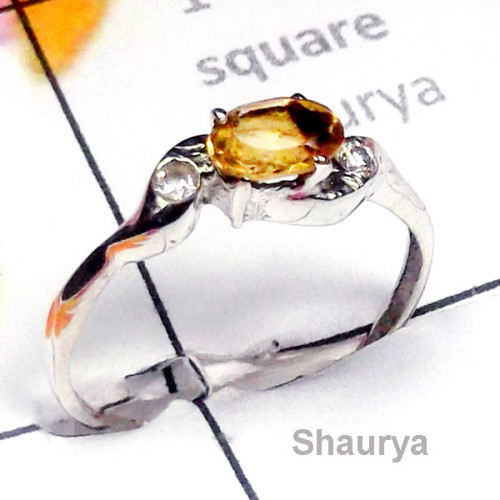 Citrine A - SCR955-Semiprecious Gemstone 925 Manufacturer Casting Ring